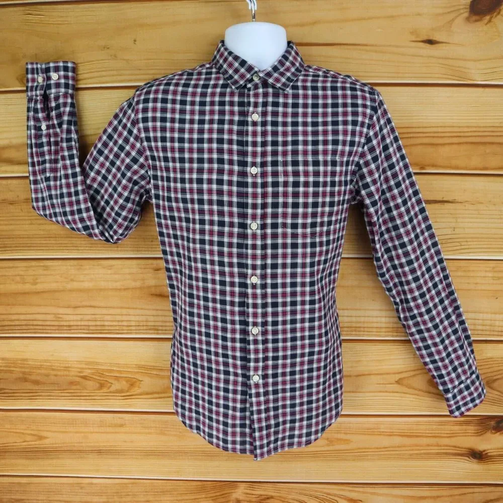 Banana Republic Button Up Shirt Mens S Multicolor Plaid 100% Cotton Standard Fit